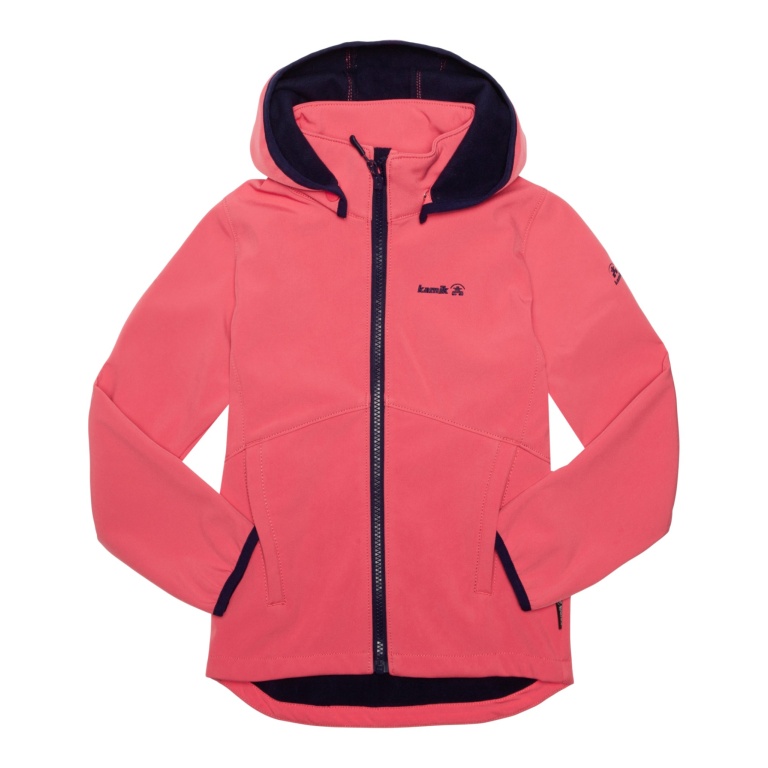 Kamik Softshell Jacket Faye (water-repellent, reflective) coral red girls